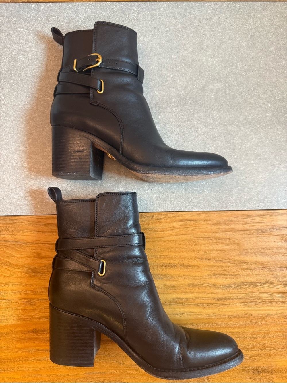 Veronica Beard Sohelia Black Leather Strap Ankle Boots Bootie - Picture 3 of 12